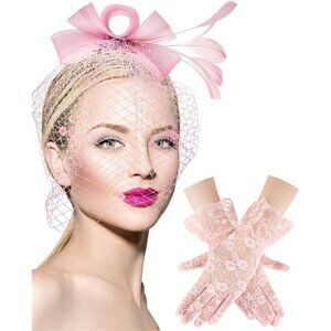 Fascinator Hat for Women Feather Funeral Veil Hat Tea Party Derby Headband